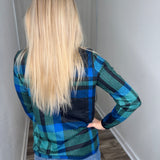 Blue Plaid Sweater Top