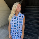 Polka Dot Blue Crinkle Tank