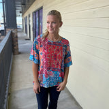 Multi Silk Ruffle Sleeve Tunic