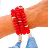 Red Game Day Bracelets &  Necklaces: MATTE RED FLAT TWISTED CUFF