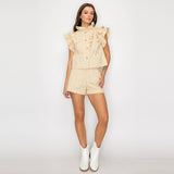 Little Wild Flower Print Twill Shorts