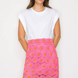 Pink Daisy Lace Mini Skirt