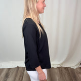 Black Scoop Neck Asymmetrical Top