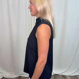 Black Sleeveless Zip Top