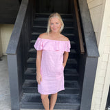 Sea Glass Pink Off-Shoulder Dress
