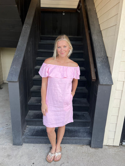 Sea Glass Pink Off-Shoulder Dress