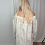 Navy Striped Smock Neck Top