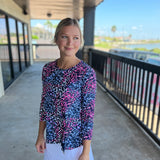 Animal Print Long Slv Lace Top