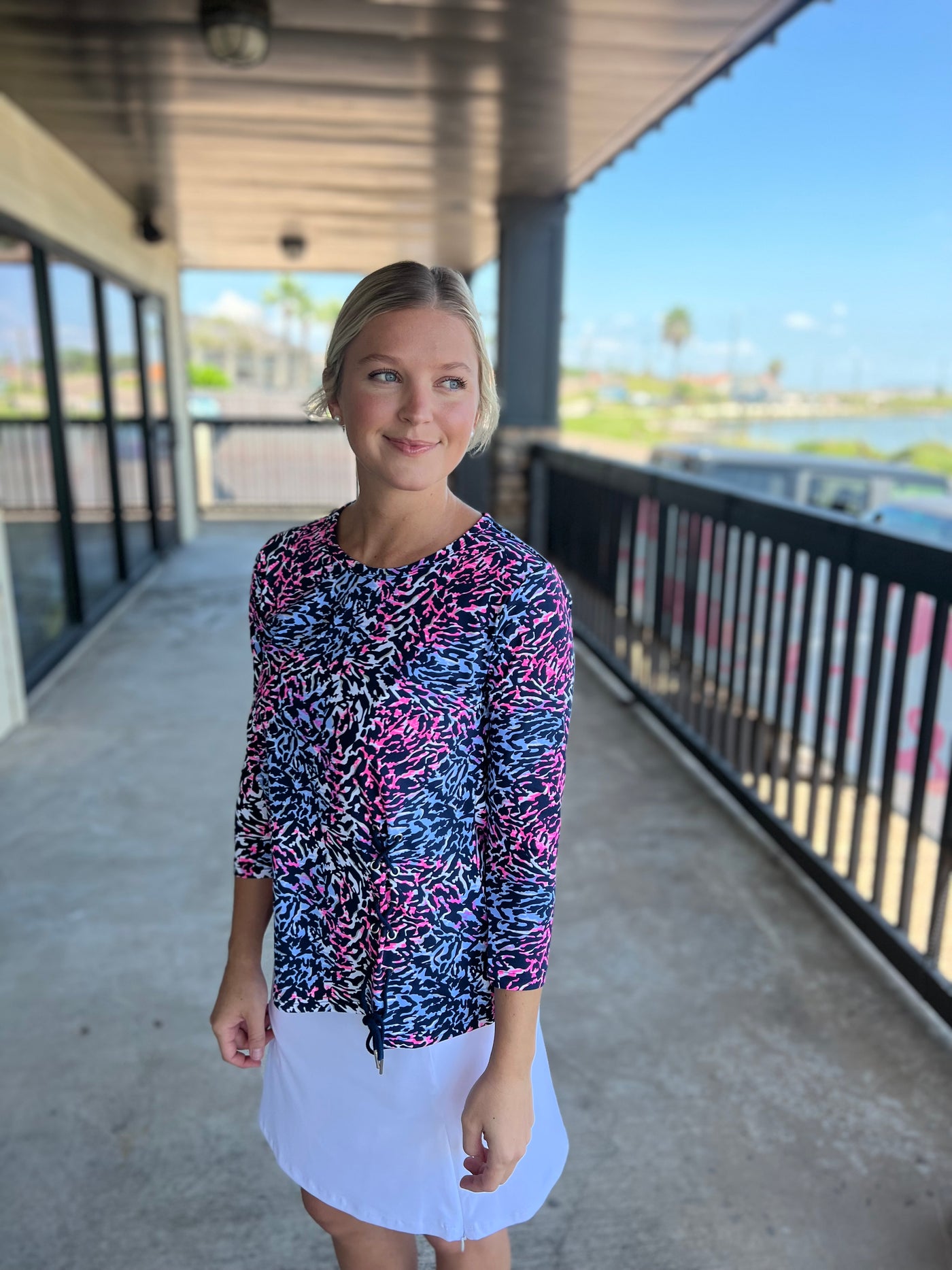 Animal Print Long Slv Lace Top