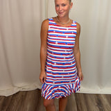 Star Spangled Ruffle Trim Dress