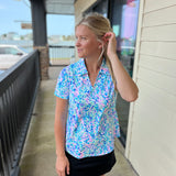 Pastel Vines Short Sleeve Collar Top