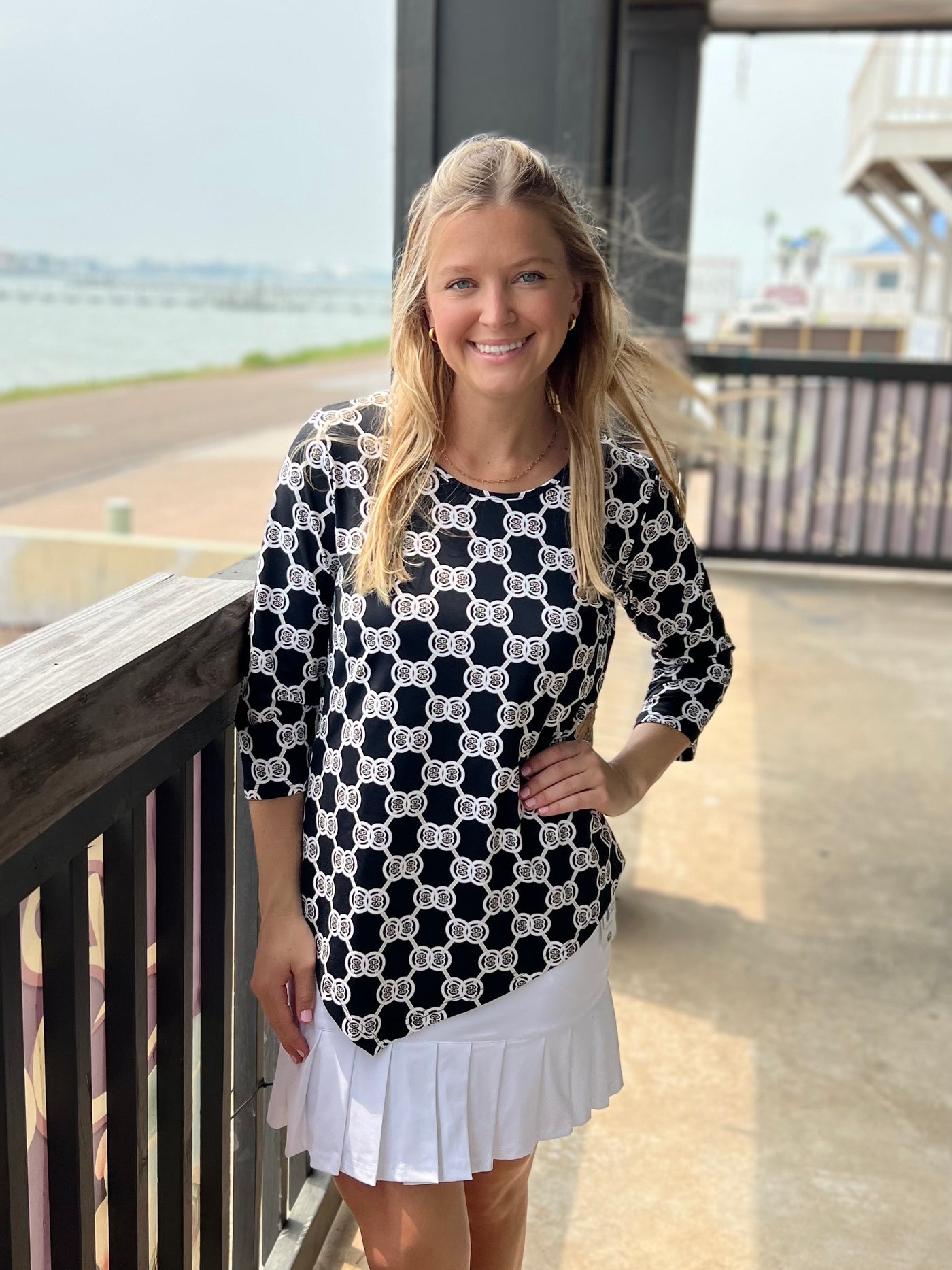 Black/White Circle Asymmetrical Top