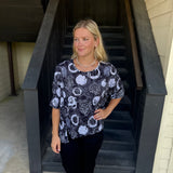 Black Circles Crinkle Top