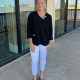 White Denim Embroidery Pants