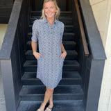 Leopard Collar Button Down Dress