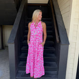 Neon Pink Sleeveless 52" Dress