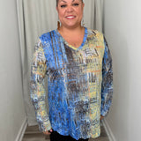 Blue Crinkle Basic Top