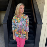 Floral Vneck Crinkle Top