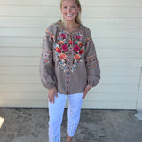 White Denim Embroidery Pants