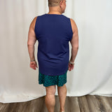 Navy SlvLess Keyhole Top