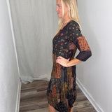 Floral Multi Crushed SharkBite Dress