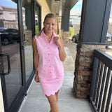 Pink & Tangerine Striped Button Up