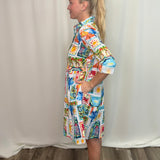 Tropical Cotton Button Up Dress