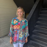 Multi Silk Vneck Tunic