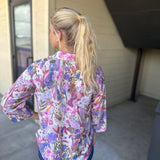 Purple Printed Button Back