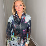 Slub Knit Cowl Neck Multi Top