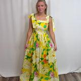 Sunny Yellow Flower Maxi Dress