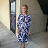 Navy Crinkle Layer Dress