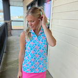 Starfish Turquoise Zip Tank