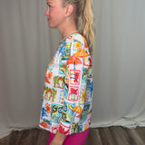 Tropical Cotton Button Top