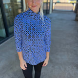 Geo Sapphire Buttoned Up Top