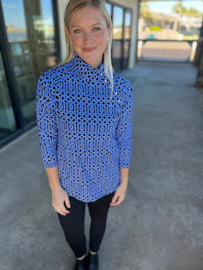 Geo Sapphire Buttoned Up Top