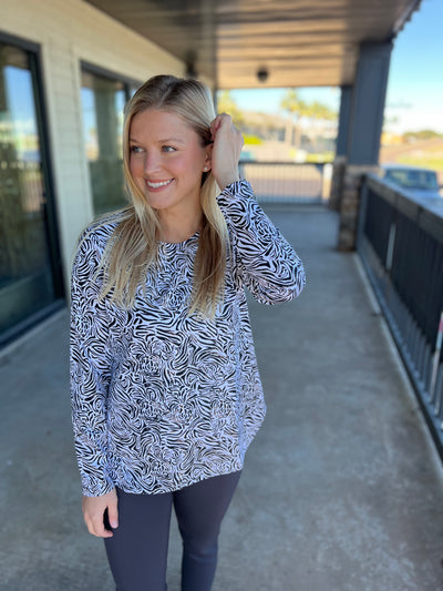 Zebra Pineapple Scoop Neck Top