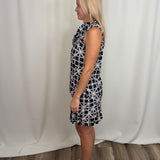 Geometric Stone & Black Flounce Skort