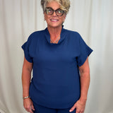 Navy Airflow Mockneck Top