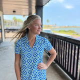 Geo Shapes Short Sleeve Collar Top