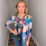 Slub Knit Button Detail Multi Top