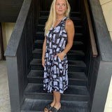 Black & White Crinkle Tank Dress