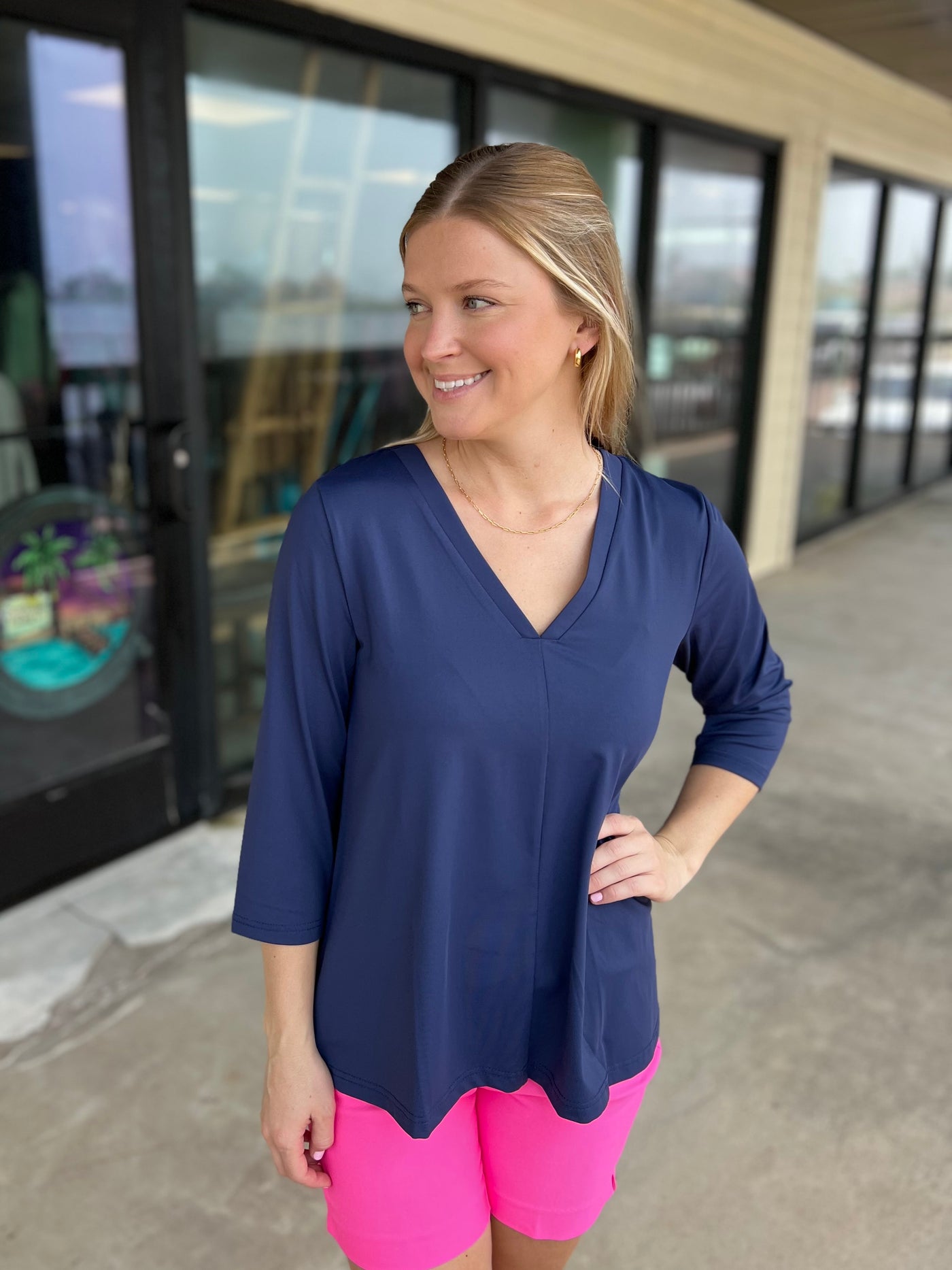 Navy 3/4 Sleeve Top