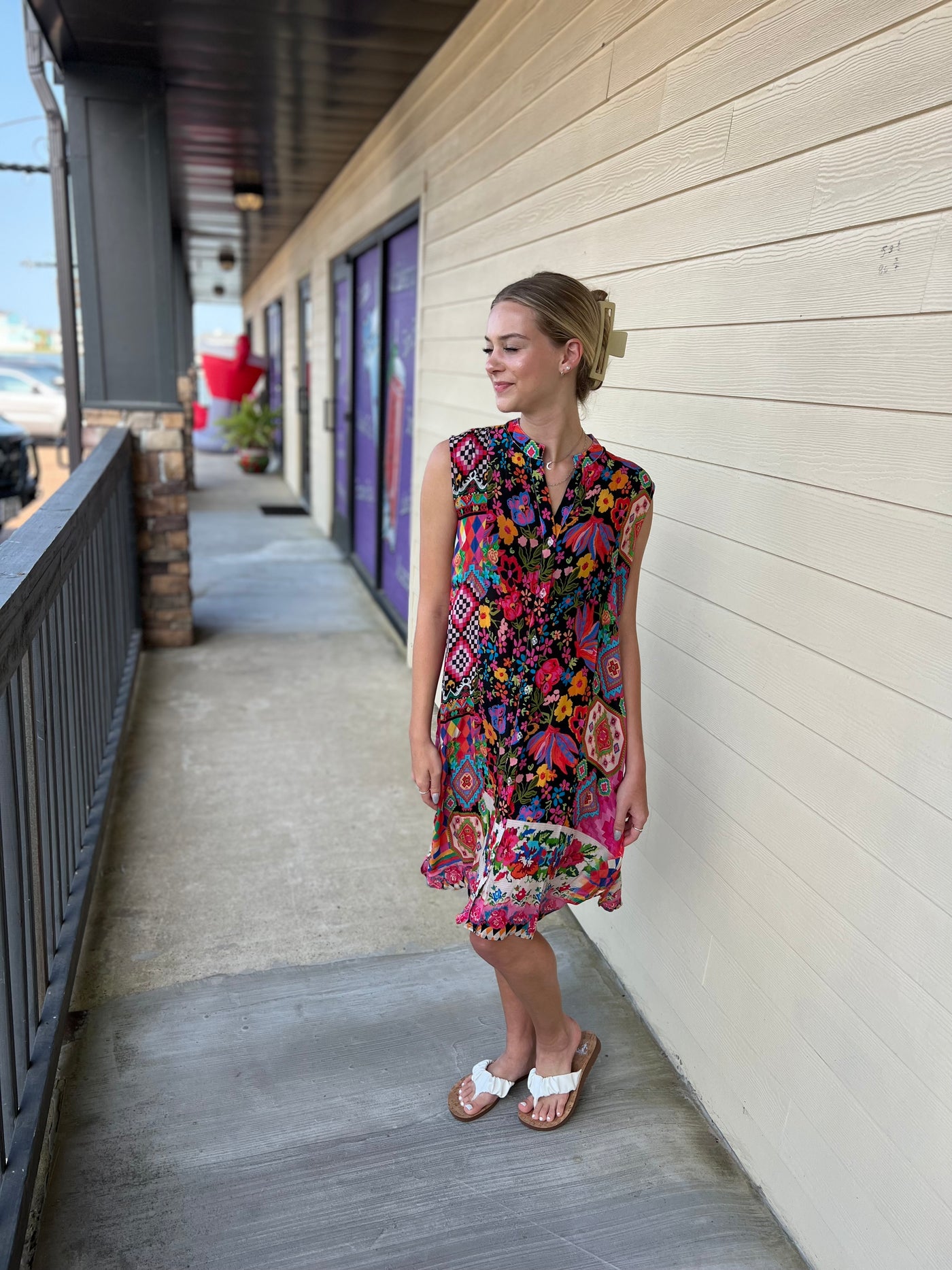 Floral Sleeveless Silk Dress