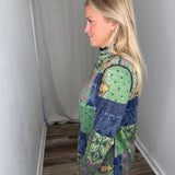 Green/Navy Mock Neck Top