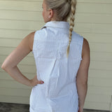 Khaki & White Stripe Button Up Top