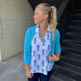 Clear Turquoise Cardigan Sweater