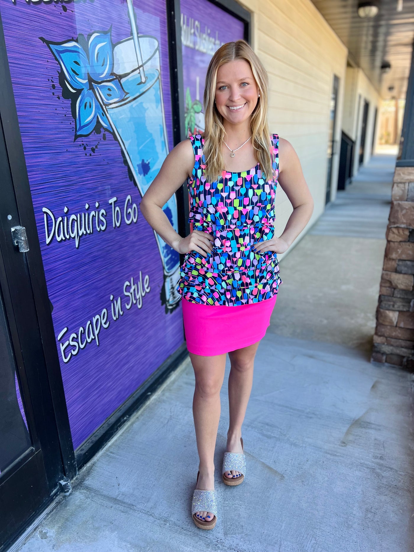 Clear Pink Scallop Skort