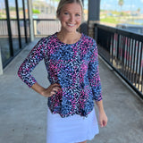 Animal Print Long Slv Lace Top