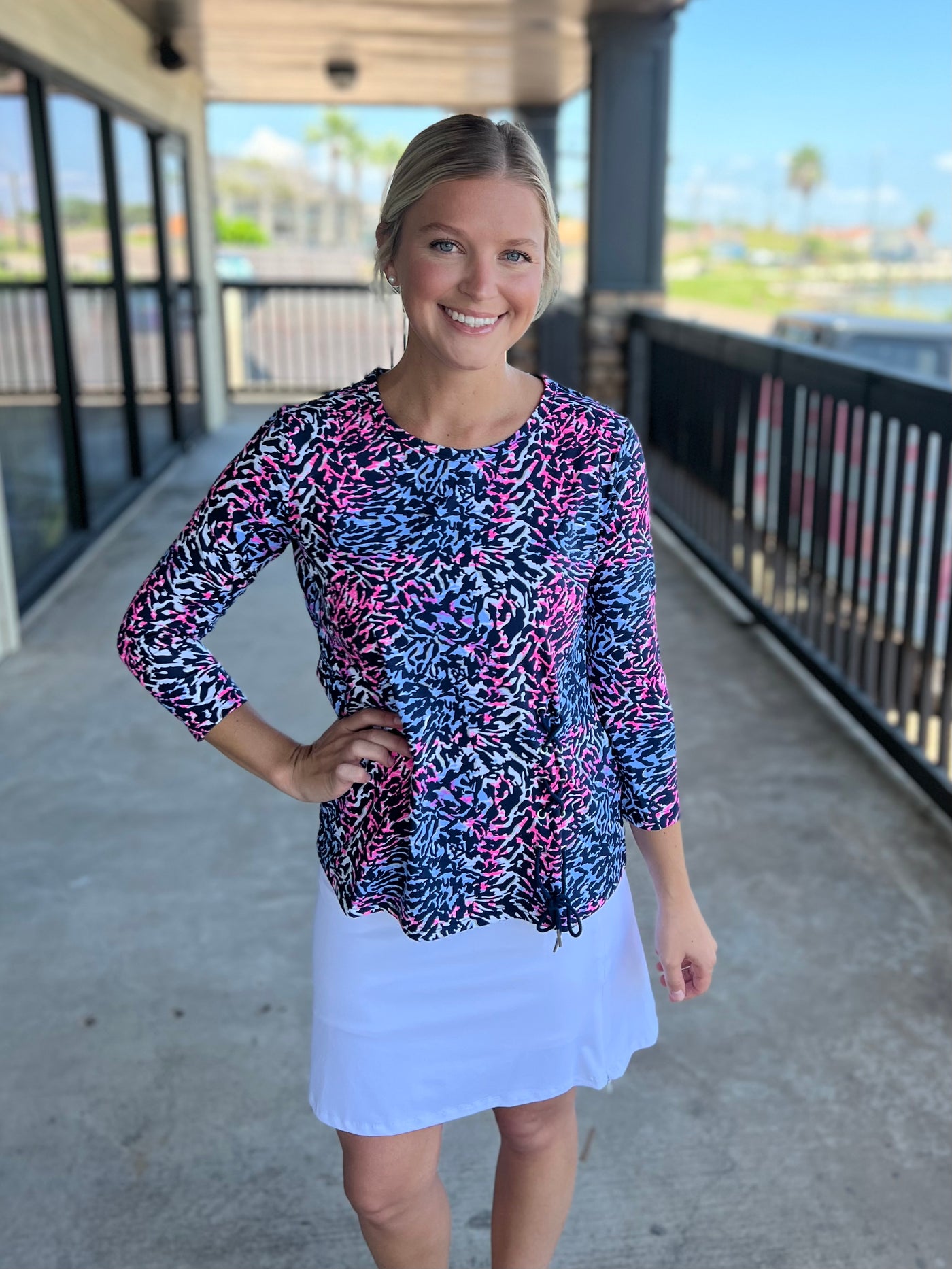 Animal Print Long Slv Lace Top